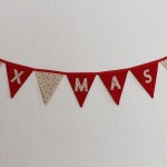 Große Wimpelkette X-MAS Sterne weiß-rot-gold